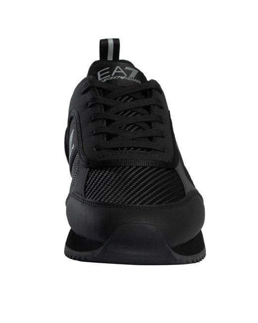 EA7 Black Carbon Mesh Logo Trainers for men