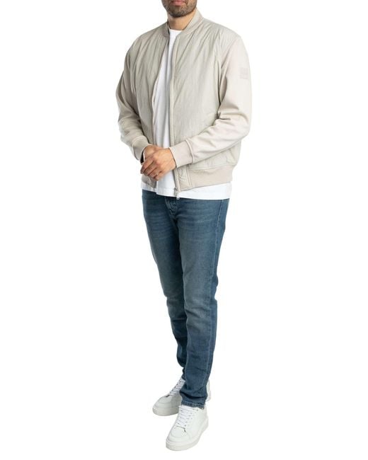 Boss White Ze Smartcore Bomber Jacket for men