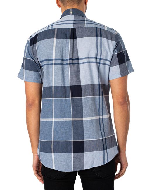Barbour Blue Doughill Tailored Short Sleeved Shirt for men