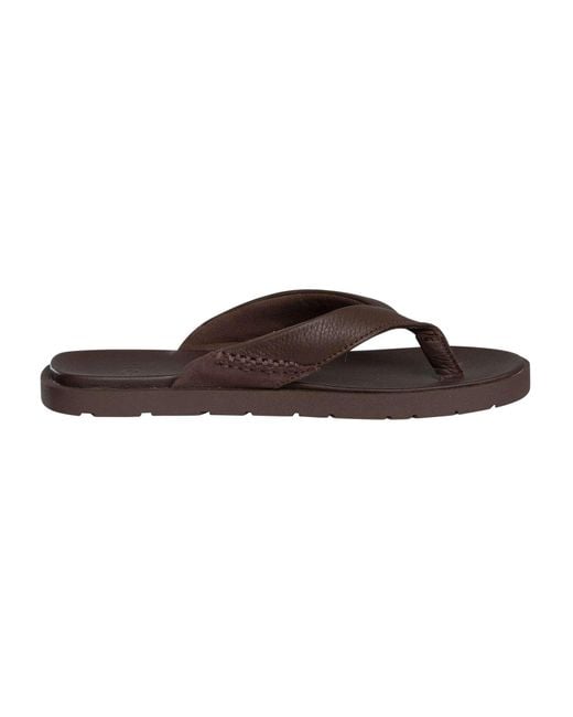 Ugg Brown Seaside Ii Leather Flip Flops for men