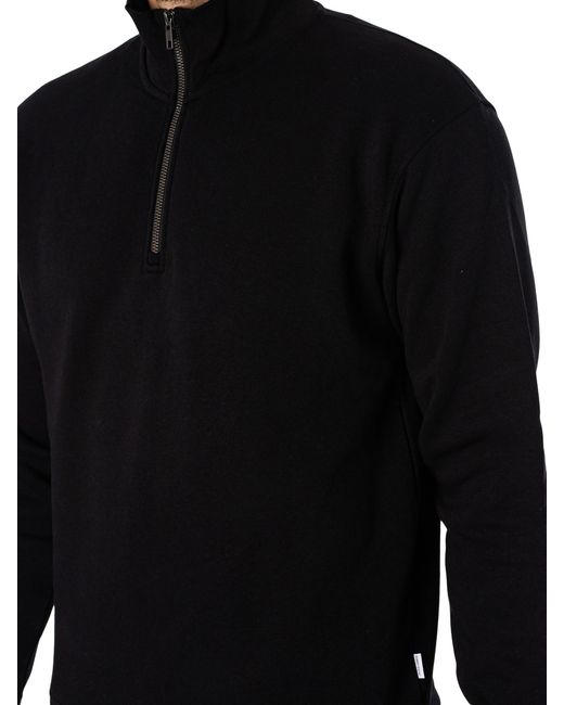 Jack & Jones Black Bradley Half Zip Sweatshirt for men