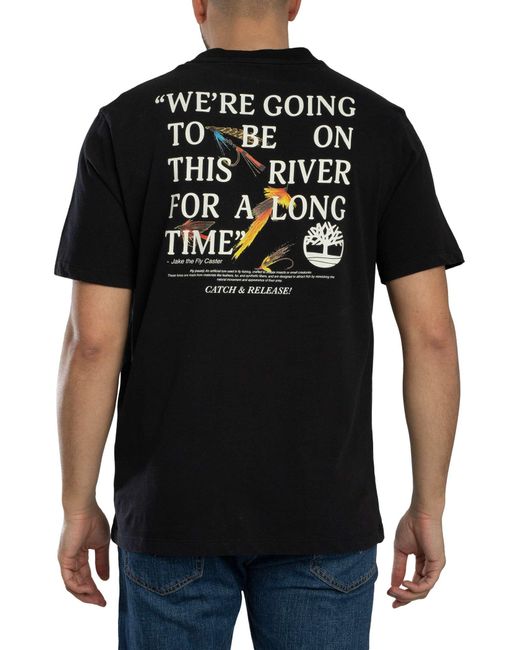 Timberland Black Slogan Back Graphic T-shirt for men