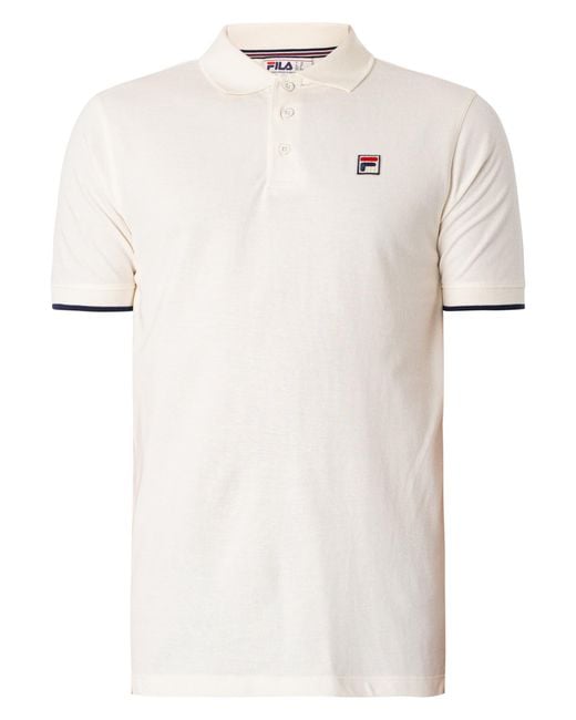 Fila White Custom Two Button Tipped Rib Polo Shirt for men