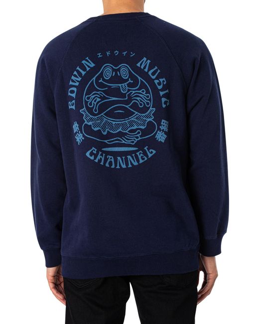 Edwin Blue Music Channel Sweatshirt for men