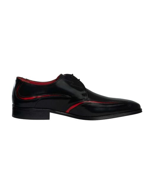Jeffery West Black Derby Leather Shoes for men