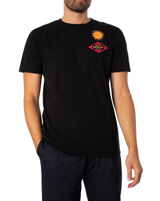 Replay Black Garage Back Logo T-shirt for men
