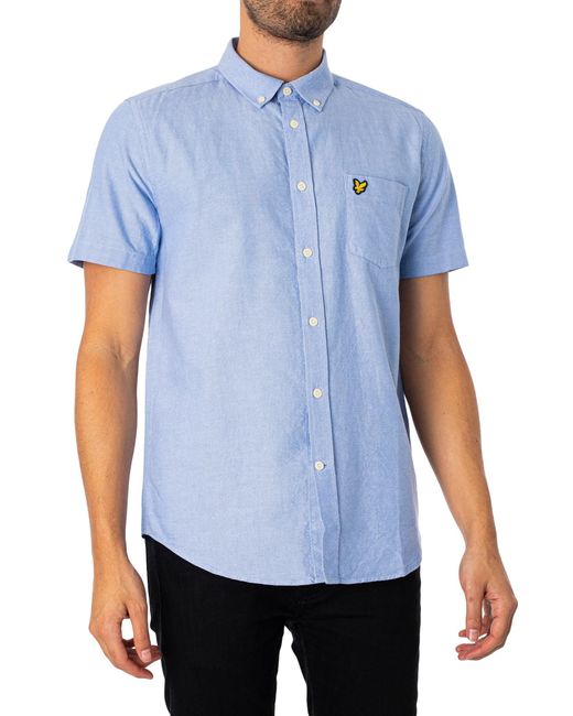 Lyle & Scott Blue Short Sleeved Oxford Shirt for men