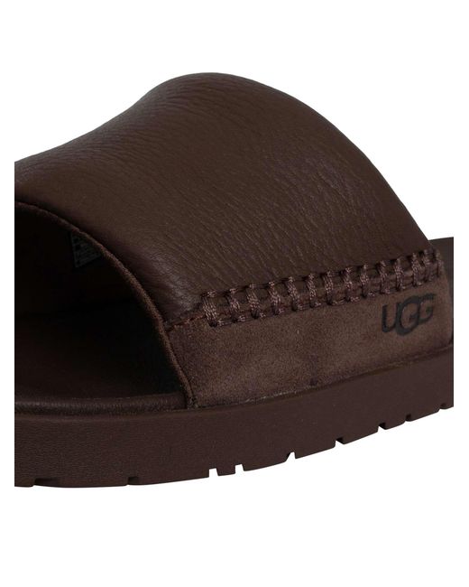 Ugg Brown Seaside Ii Leather Sliders for men