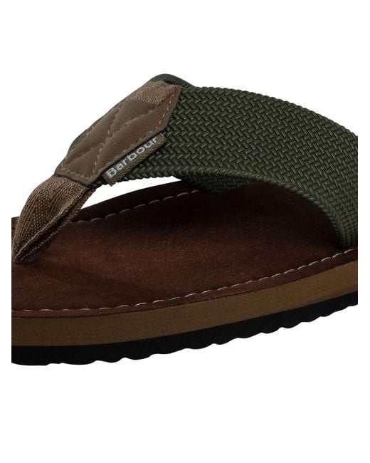 Barbour Brown Toeman Flip Flops for men