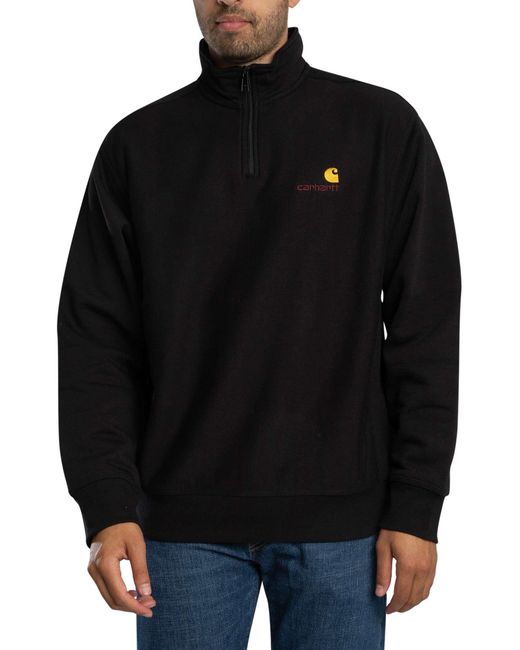 Carhartt Black Half Zip American Script Zip Sweatshirt for men