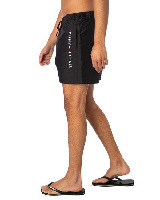Tommy Hilfiger Black Medium Drawstring Swim Shorts for men