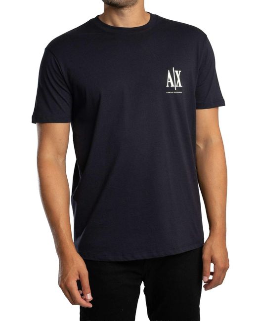 ARMANI EXCHANGE Blue Big Chest Logo T-shirt for men