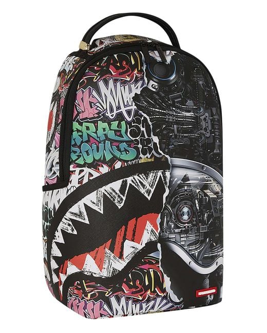 Sprayground Black 20l Split Cybershark Backpack for men