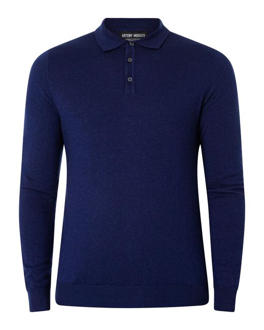 Antony Morato Blue Cashmere Polo Shirt for men