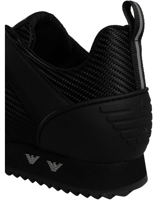 EA7 Black Carbon Mesh Logo Trainers for men