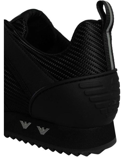 EA7 Black Carbon Mesh Logo Trainers for men