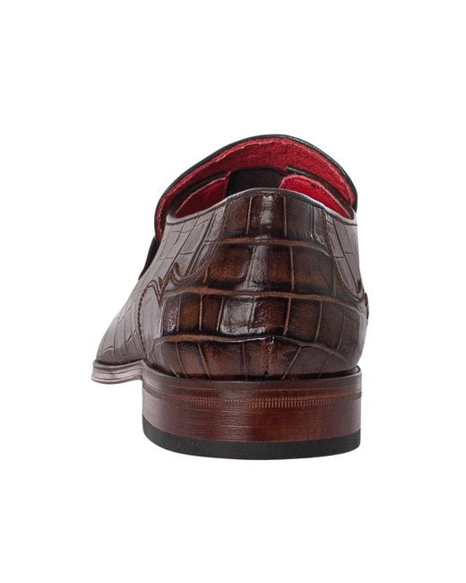Jeffery West Brown Coco Roma Leather Loafers for men