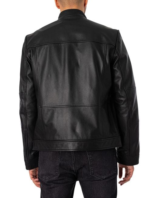 HUGO Black Lokis Leather Jacket for men