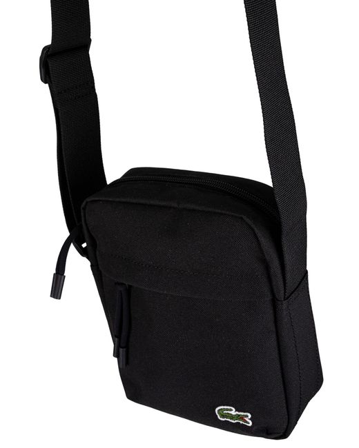 Lacoste Black Logo Vertical Camera Bag for men