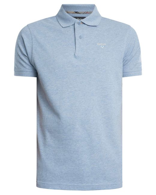 Barbour Blue Tartan Pique Polo Shirt for men