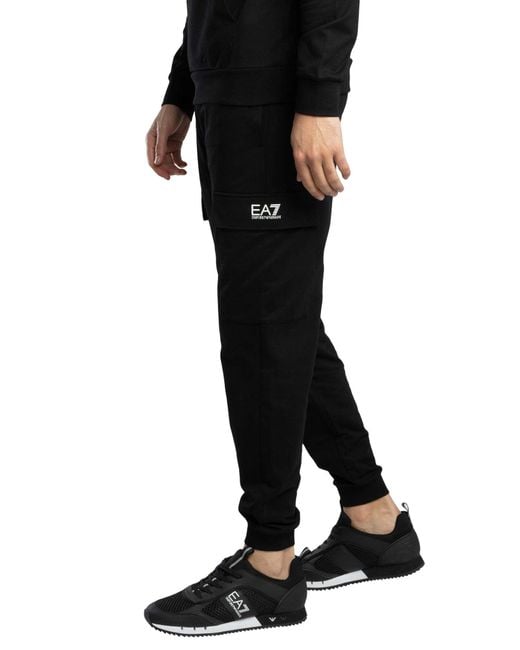 EA7 Black Logo Regular Joggers for men