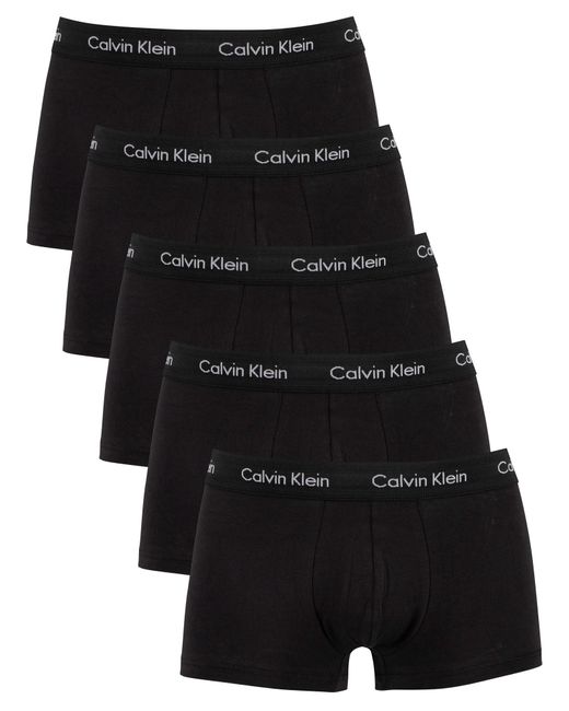 Calvin Klein Black 5 Pack Low Rise Trunks for men