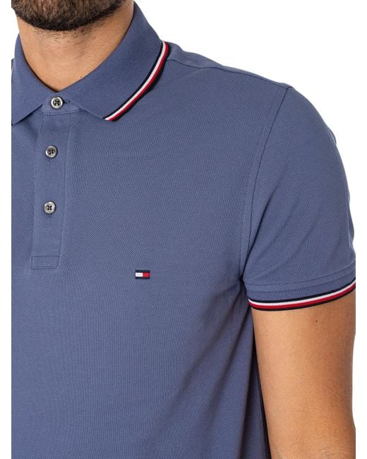 Tommy Hilfiger Blue 1985 Tipped Slim Polo Shirt for men