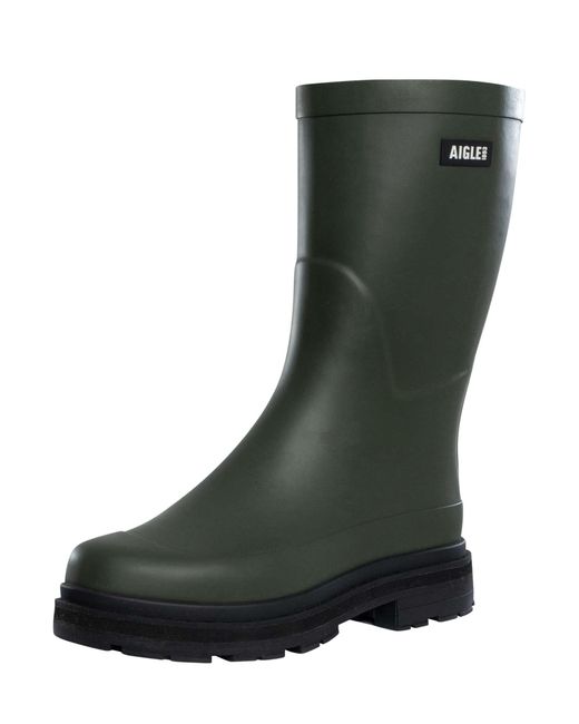Aigle Green Mid Rain Wellington Boots for men
