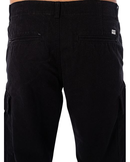 Jack & Jones Black Kane Barkley Loose Cargo Trousers for men
