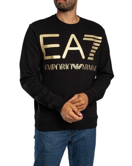 EA7 Black Big Logo Graphic Sweatshirt for men
