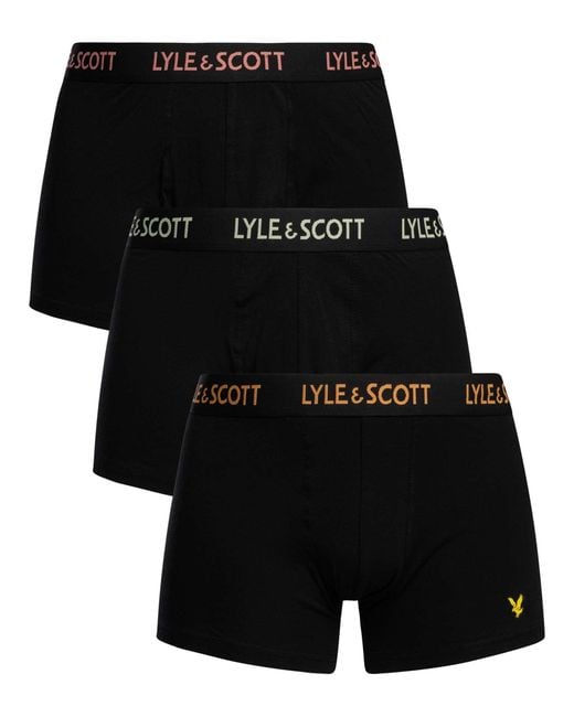 Lyle & Scott Black 3 Pack Barclay Trunks for men
