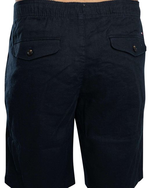 Tommy Hilfiger Blue Harlem Linen Relaxed Tapered Chino Shorts for men