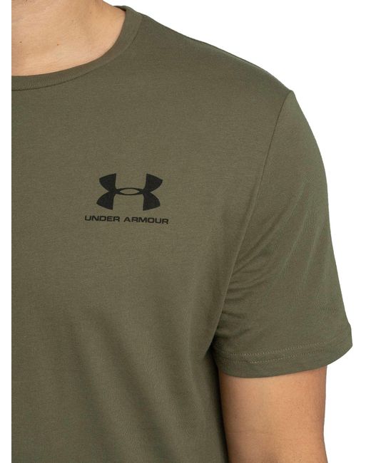 Under Armour Green Loose Left Chest Logo T-shirt for men