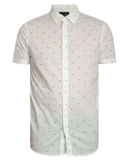 ARMANI EXCHANGE White Logo Pattern Slim Shirt for men