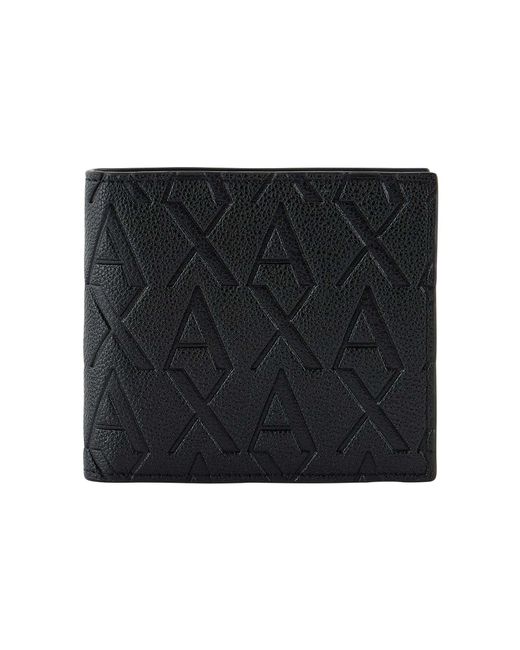 ARMANI EXCHANGE Black Portafoglio Bi Fold Leather Wallet for men