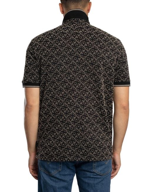 ARMANI EXCHANGE Black Logo Pattern Polo Shirt for men