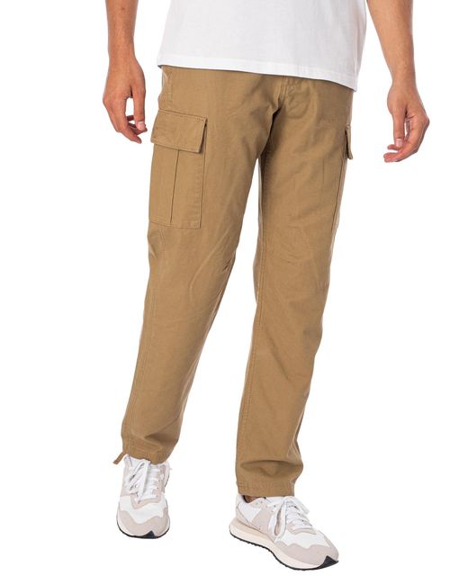 Jack & Jones Natural Kane Barkley Loose Cargo Trousers for men