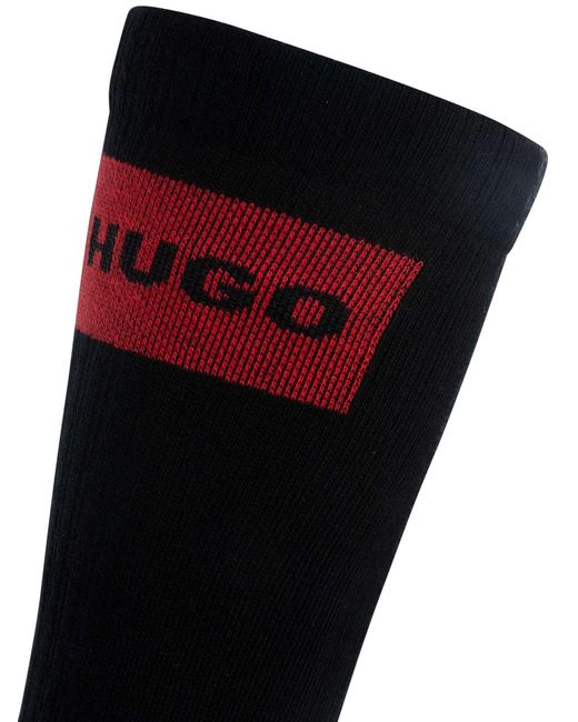 HUGO Black 3 Pack Label Quarter Socks for men
