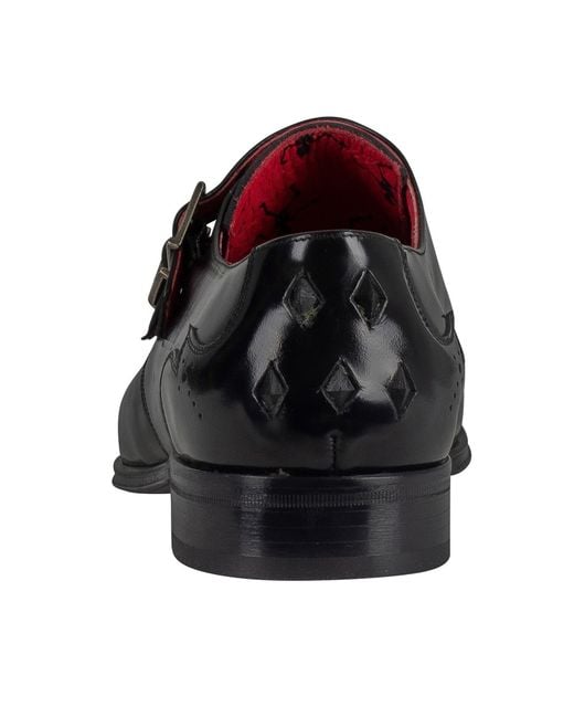 Jeffery West Black Scarface Double Monk Strap for men