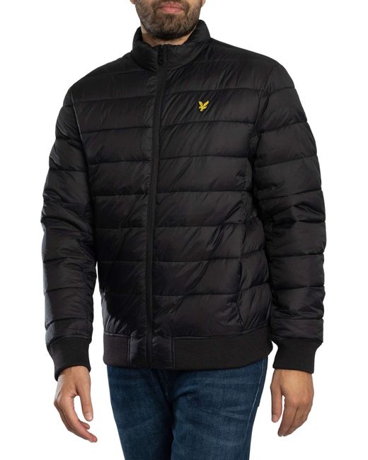 Lyle & Scott Black Funnel Neck Wadded Jacket for men