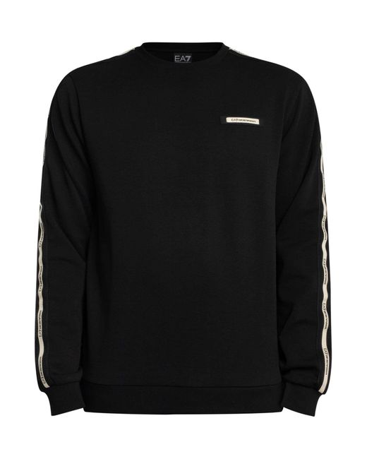 EA7 Black Brand Rib Sweatshirt for men