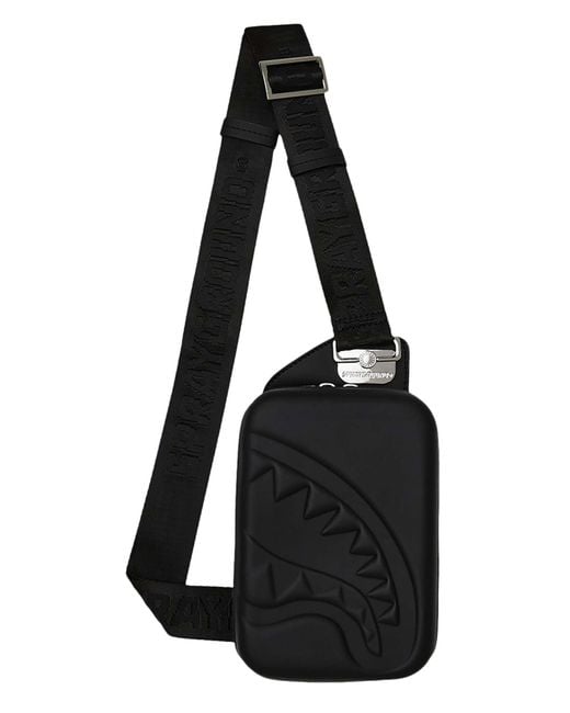 Sprayground Black Printed Zipper Hard Shell Sling Bag for men