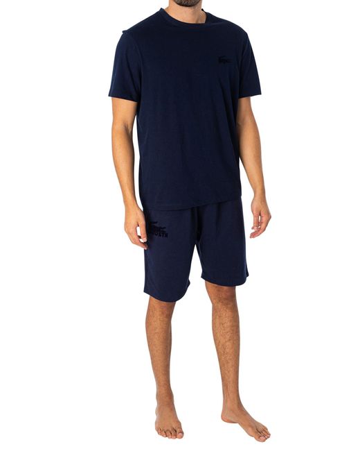 Lacoste Blue Lounge Logo Sweat Shorts for men