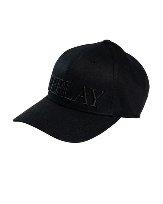 Replay Black Big Logo Baseball Cap for men