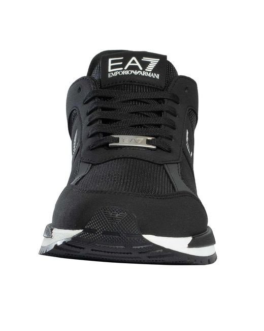 EA7 Black Mesh Logo Trainers for men