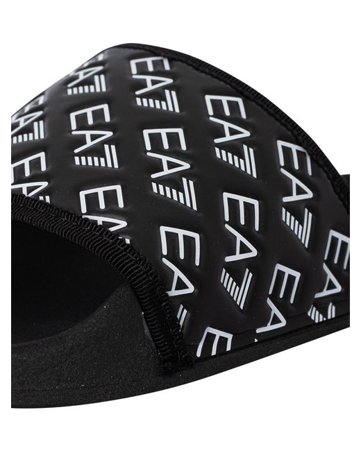 EA7 Black Logo Pattern Sliders for men
