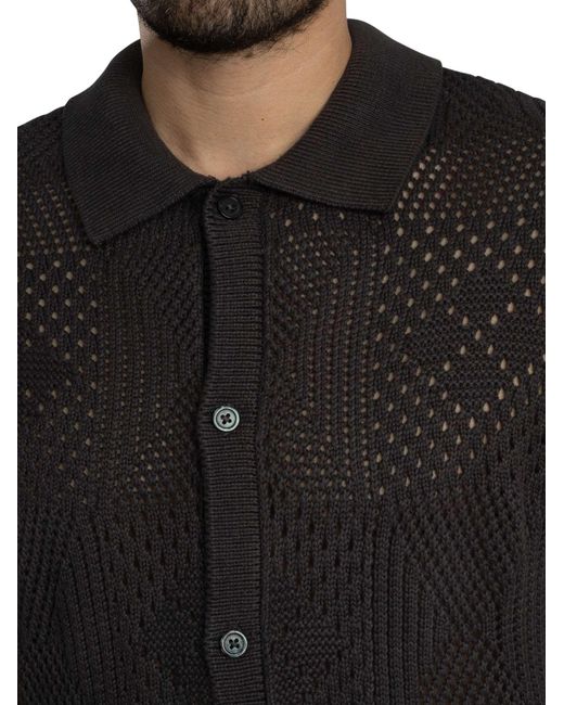 Levi's Black Camp Knitted Short Sleeved Shirt for men