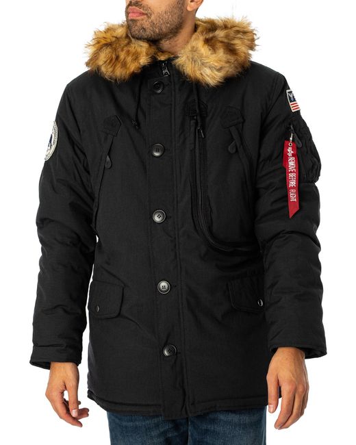 Alpha Industries Black Polar Parka Jacket for men