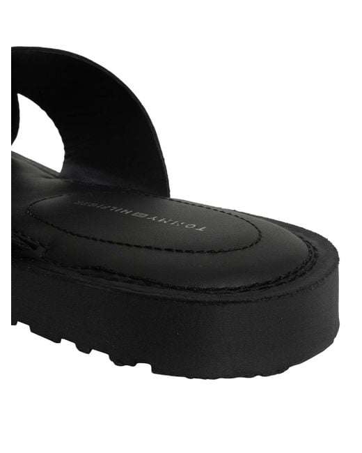 Tommy Hilfiger Black Core Leather Criss Sandals for men