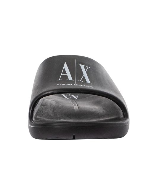 Armani Exchange Black Logo Sliders for men